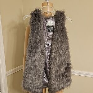 Kensie Charcoal Faux Fur Vest